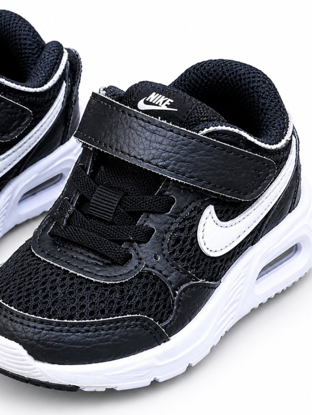 Nike Toddler Sneakers 4C Black White Velcro Running Shoes Playground Shoes
